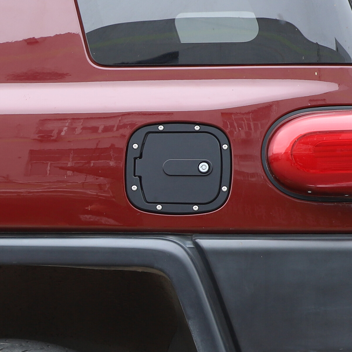 Locking Fuel Door Gas Tank Cap Cover ALUMINUM Black Fit For FJ Cruiser 2007-2014