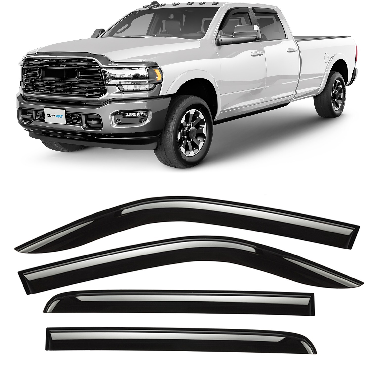 Sun Rain Visors Wind Rain Guards for 2019-2024 Dodge Ram 2500/3500 Crew Cab