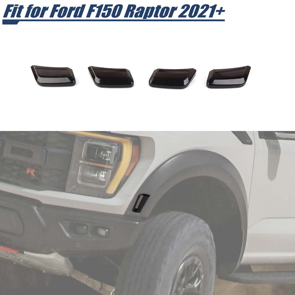 SmokedBlack Wheel Eyebrow Signal Light Cover Accessories For Ford F150 Raptor21+