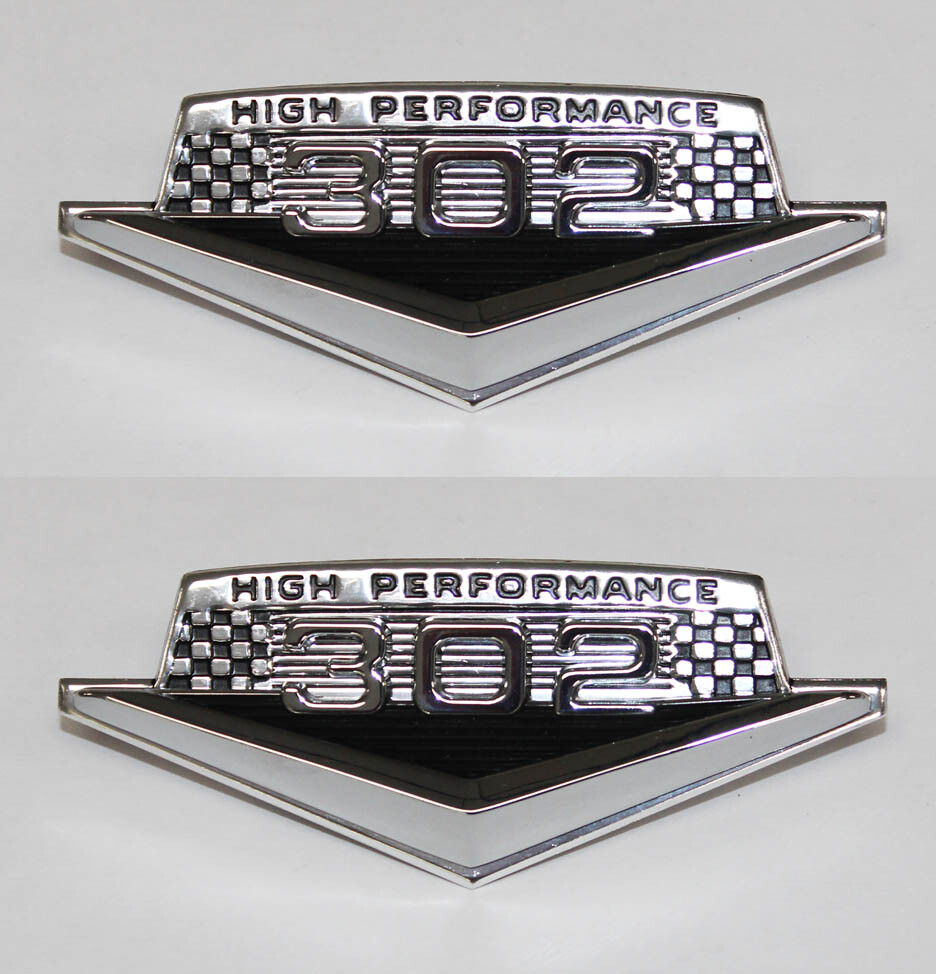 NEW! 1965 – 1966 Ford Mustang 302 V8 HiPo Fender Emblem Set High Performance
