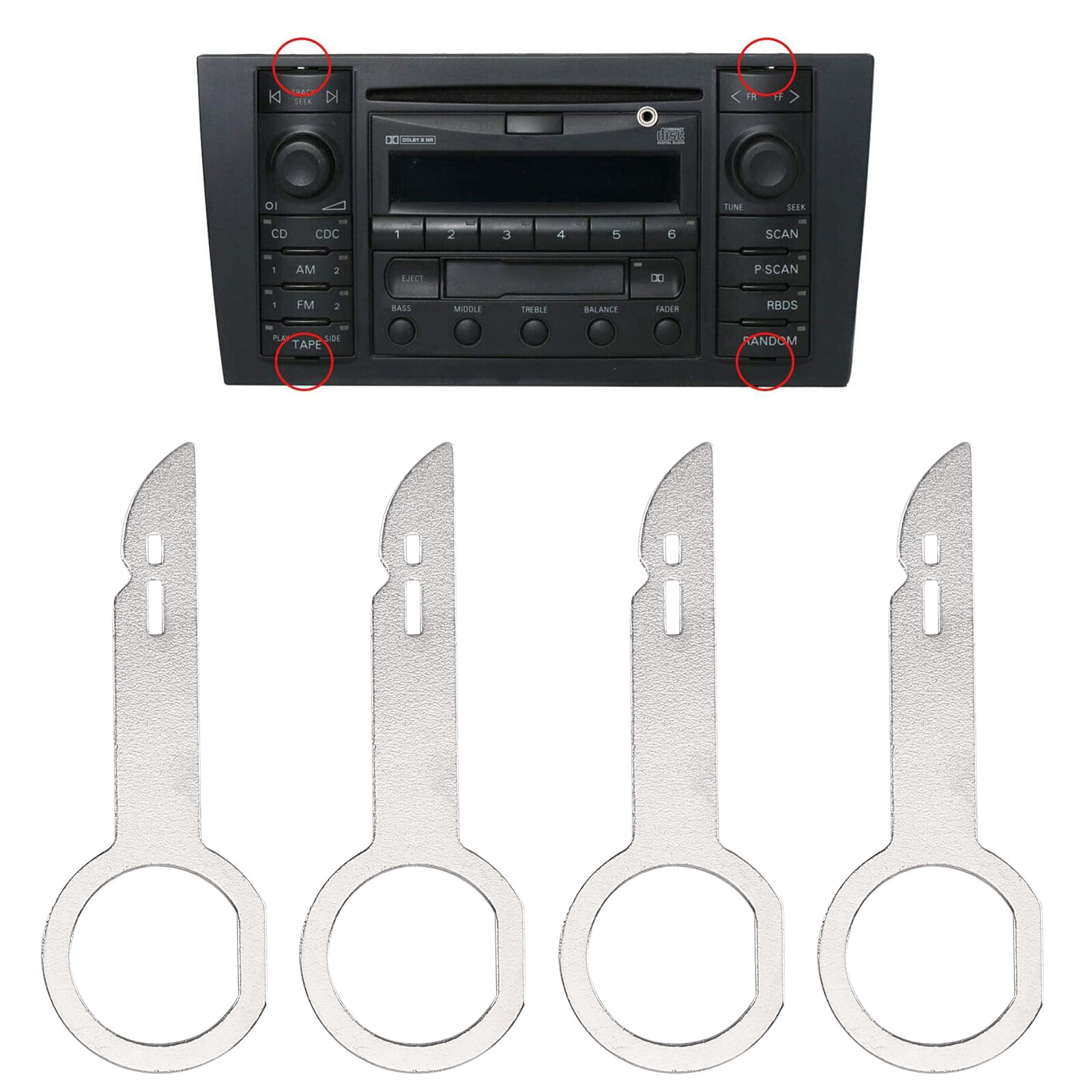 For Mercedes Benz Ford Volks 4PCS Car Stereo Radio Removal Release Tool Keys Set