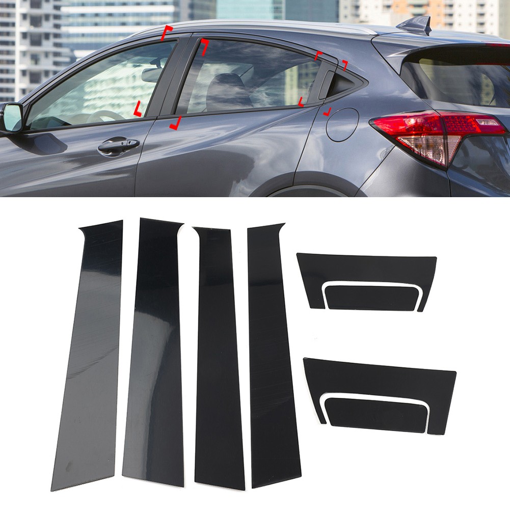 1 Set Pillar Post Set Door Window Cover Trim Kit For Honda HRV HR-V Vezel 4-Door