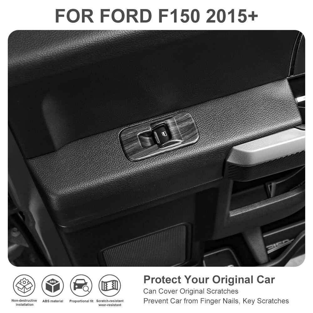 Black Wood Grain Window Lift Switch Panel Decor Cover Trim For Ford F150 2015-20