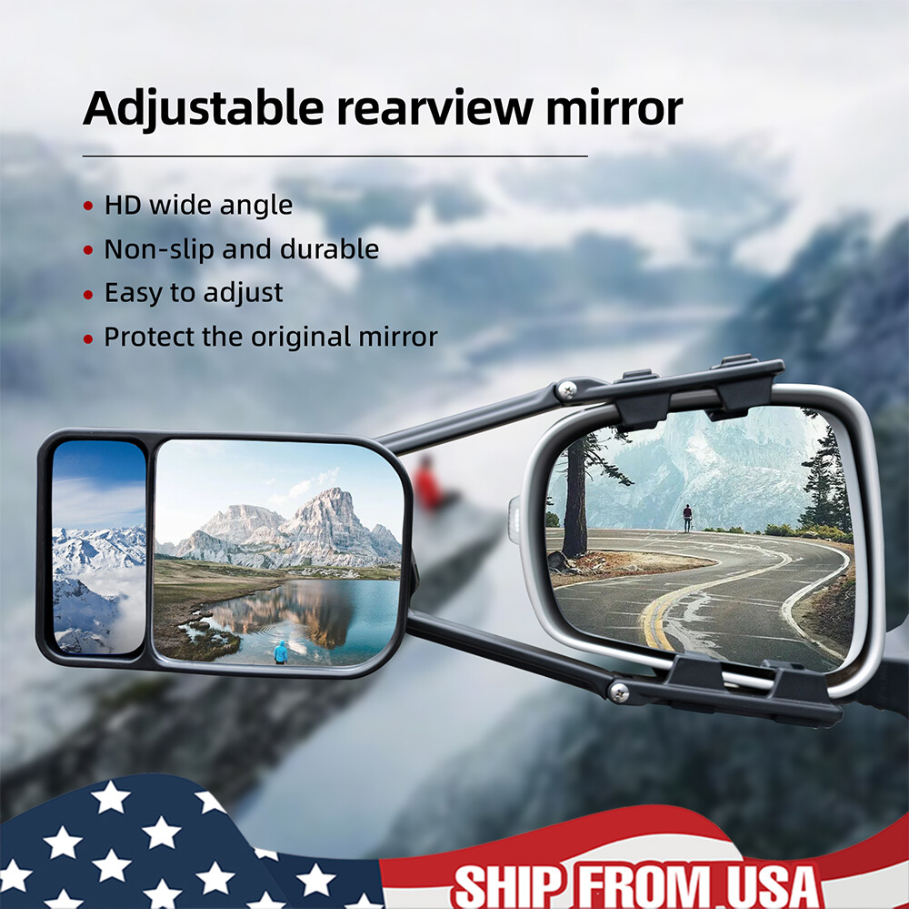 Universal Car Trailer Towing Mirror Extension Rotate Blind Spot Mirror Side 90°