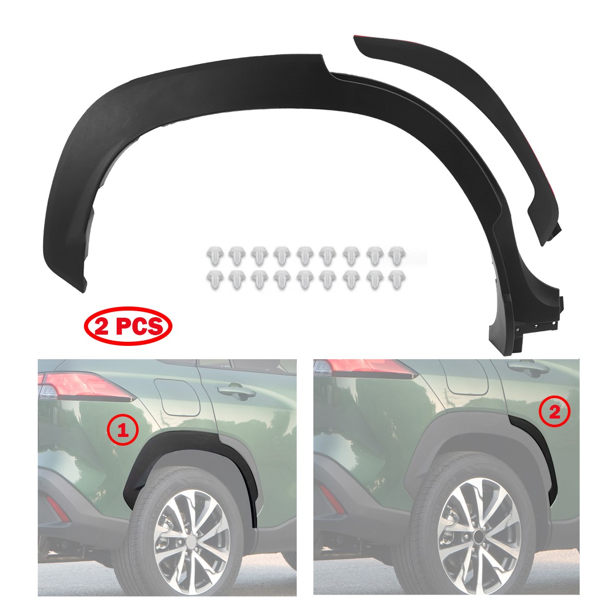 Fender Trims Moldings Set of 2 Rear Right Wheel For Toyota Corolla Cross 2022-24