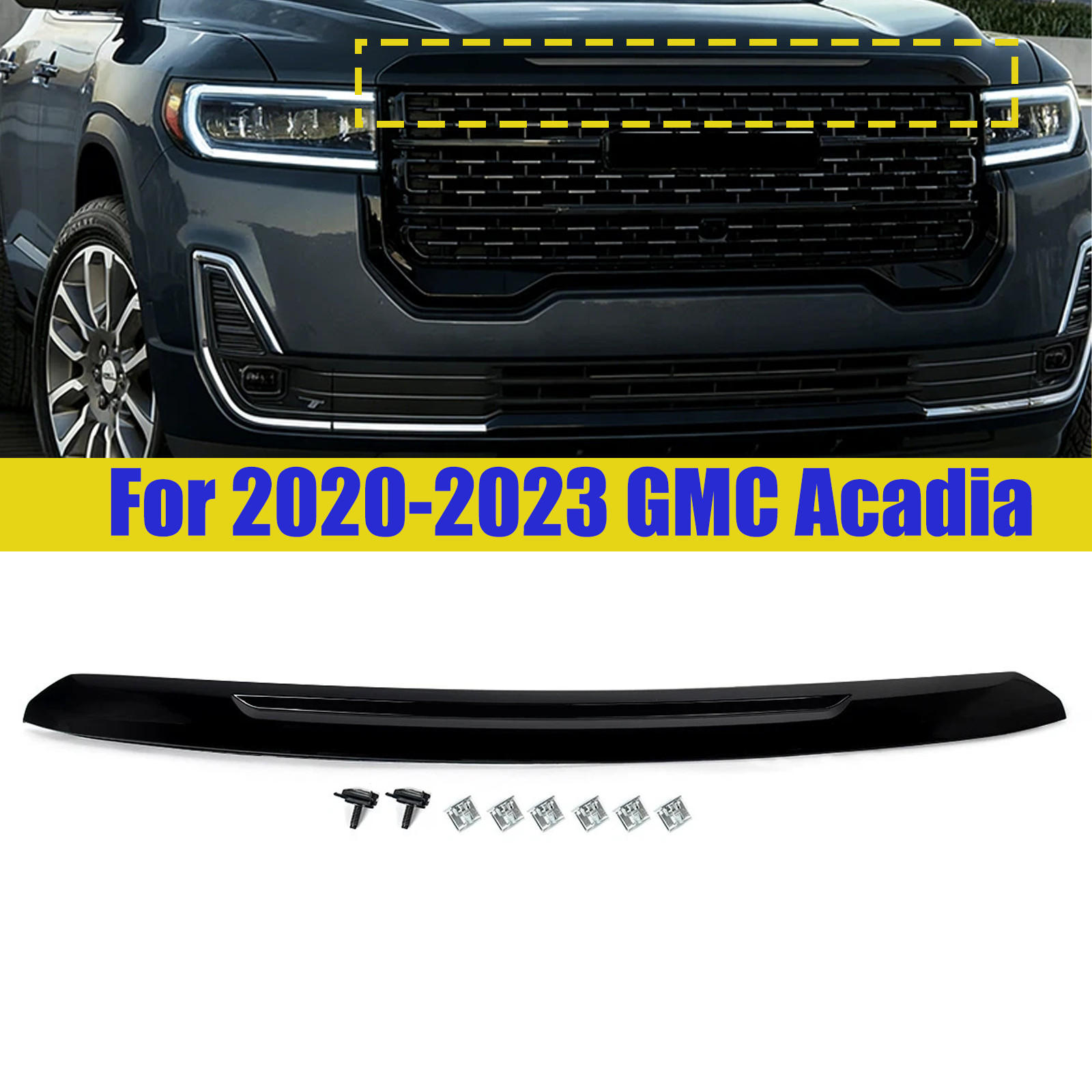 Glossy Black Front Grille Hood Molding Trim Fits FOR 2020-2023 GMC Acadia