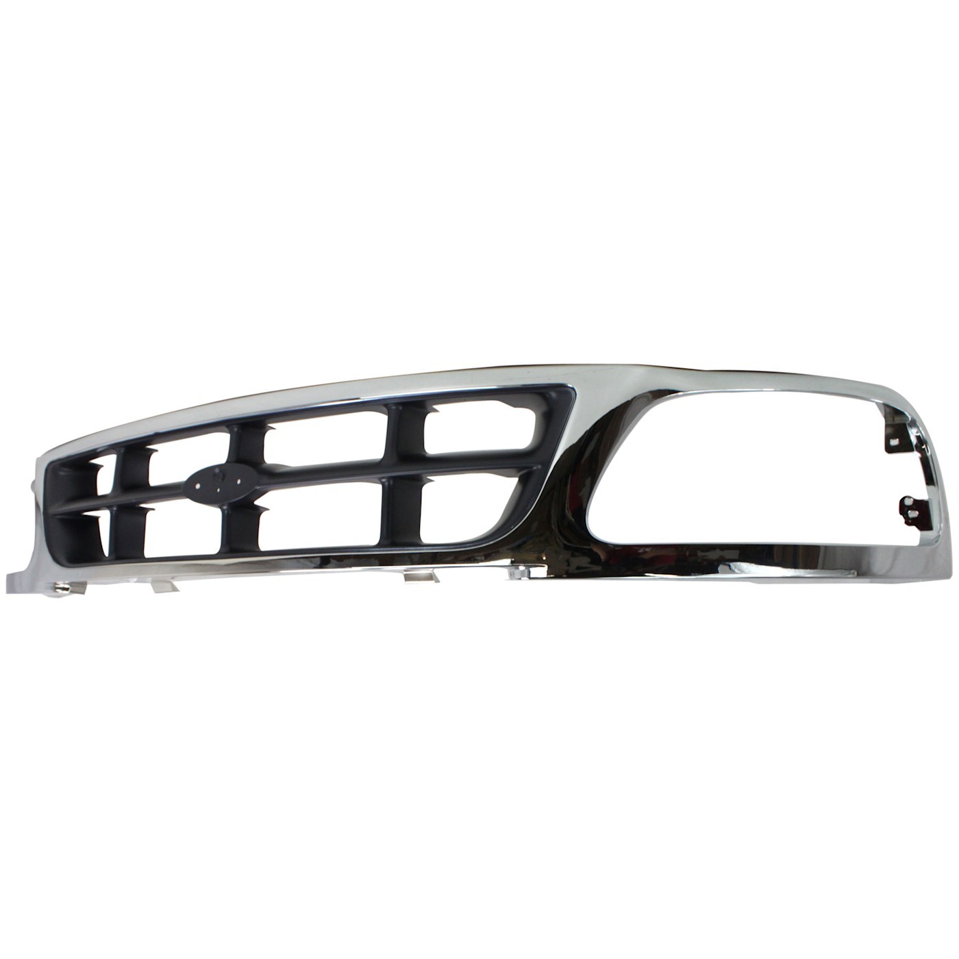 Grille For 97-98 Ford F-150 F-250 Chrome Shell w/ Gray Insert Plastic