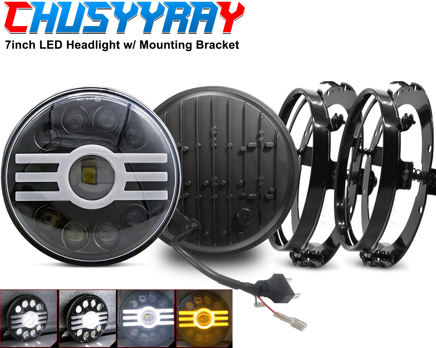 7 inch round headlights & brackets For FJ Cruiser 2007-2014 Pair