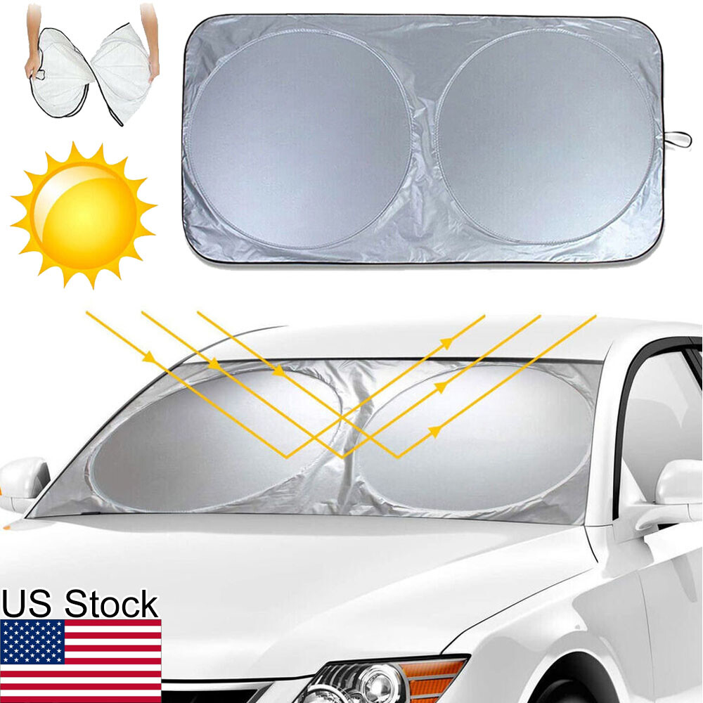 75”x 35” Foldable Front Rear Auto Visor Car Window Sun Shade Windshield Cover