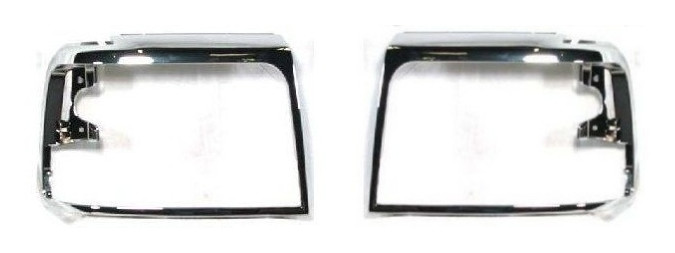 NEW CHROME HEADLIGHT BEZELS TRIM RH LH SET FOR 92-96 FORD F150 F250 F350 BRONCO