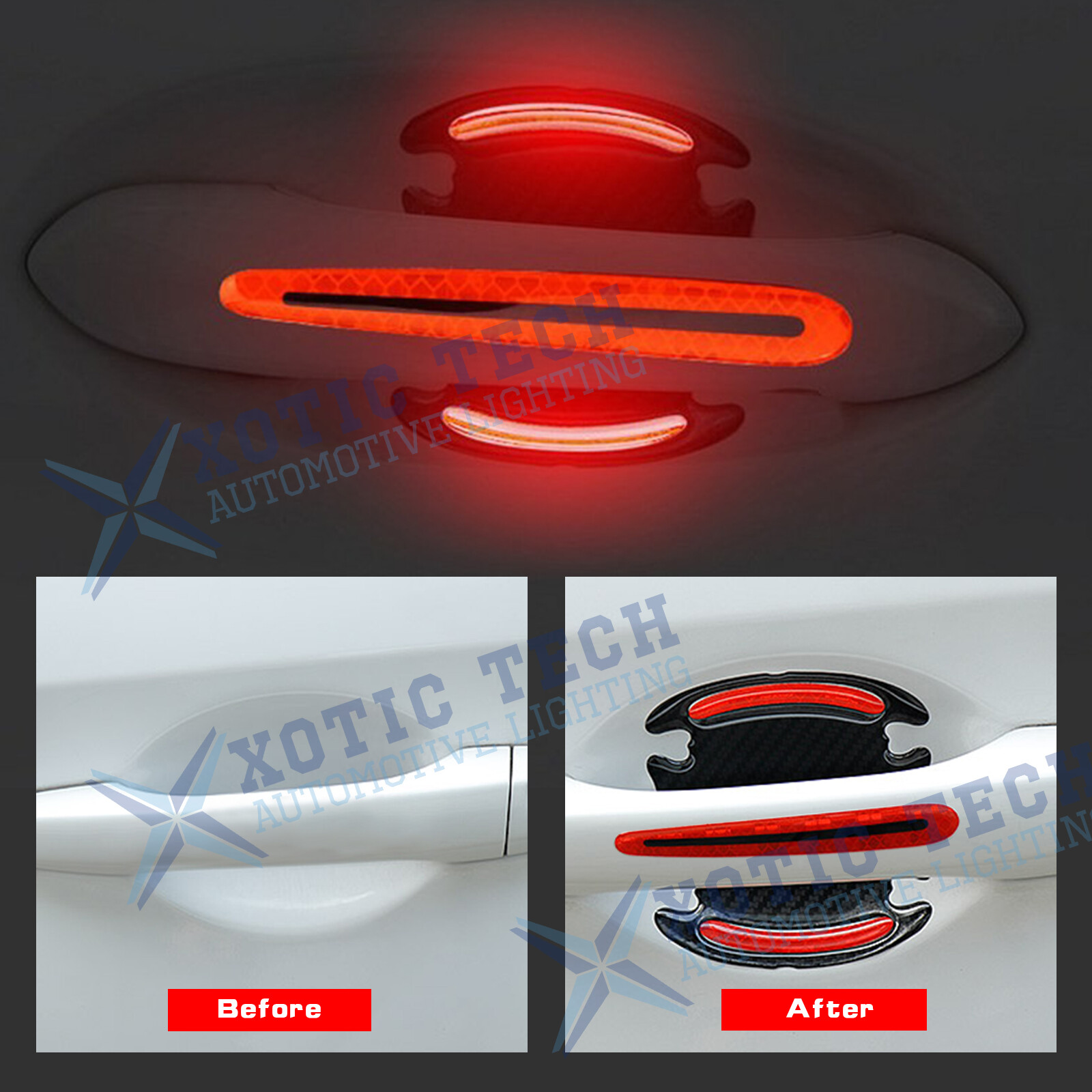 3D Door Handle Night Reflective Guard Sticker Strip For Dodge Challenger Charger