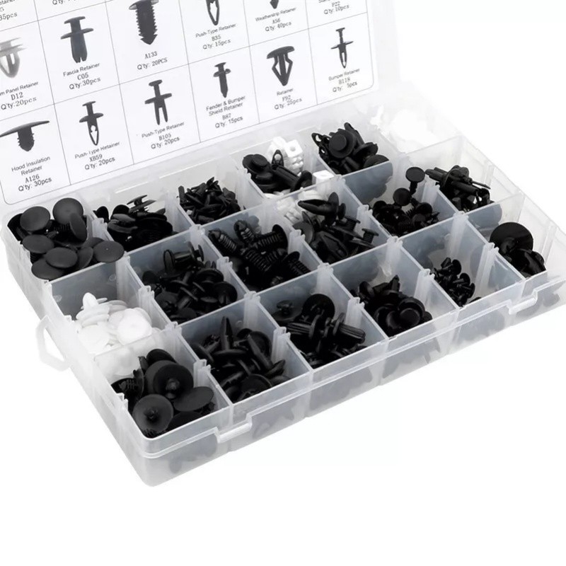 415PCS Car Retainer Clips Kit Nylon Bumper Rivets with Fastener Remover 18 Sizes