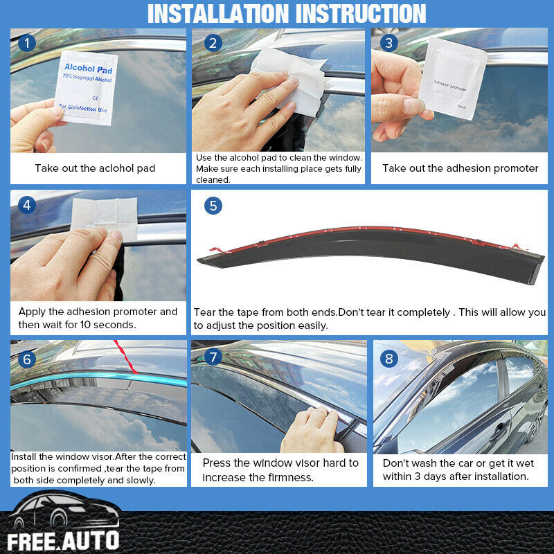 For 12-16 Subaru Impreza Window Visor Vent Sun Rain Deflector Guard 4PCS Set