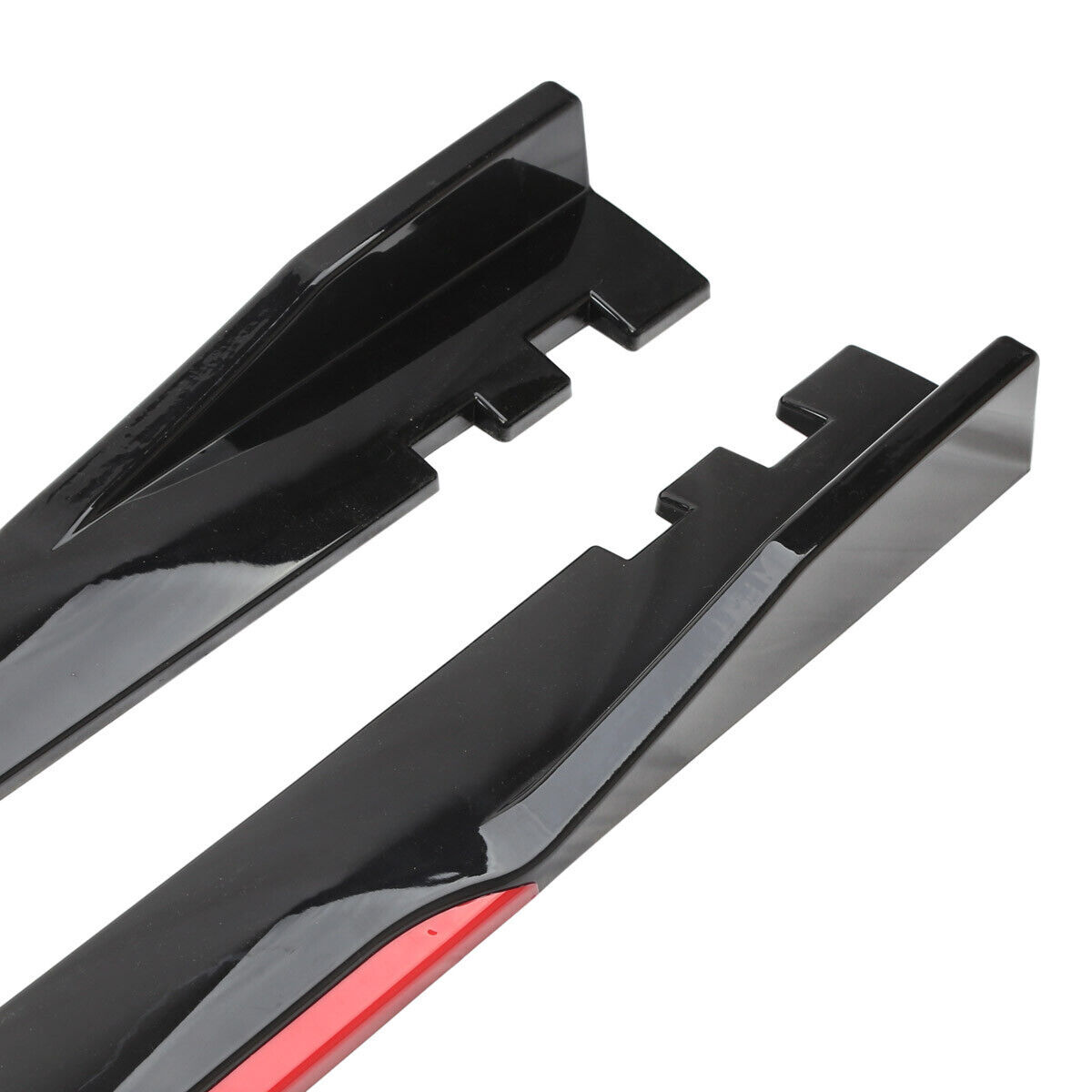2.2m Car Side Skirts Winglet Extensions Splitters Lip Body Kit Glossy Black+Red