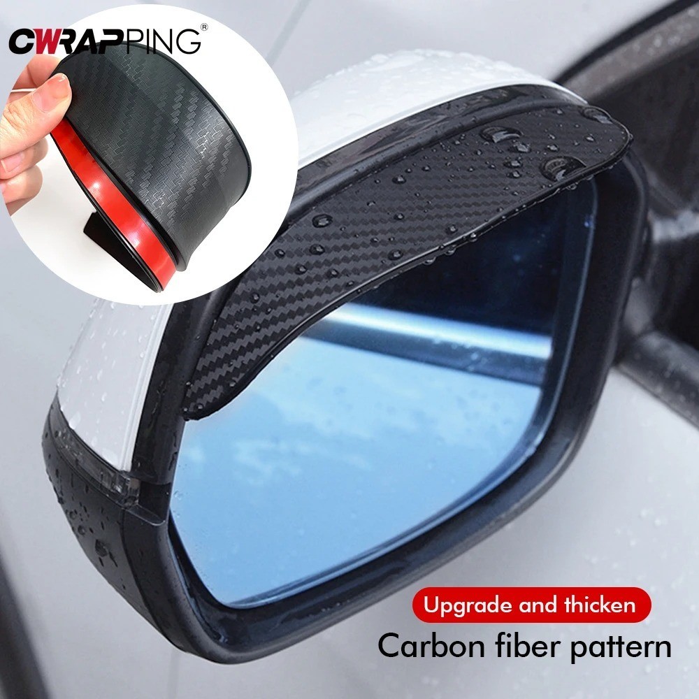 2-Pack Carbon Fiber Car Rear View Side Mirror Rain Board Eyebrow Guard Sun Visor