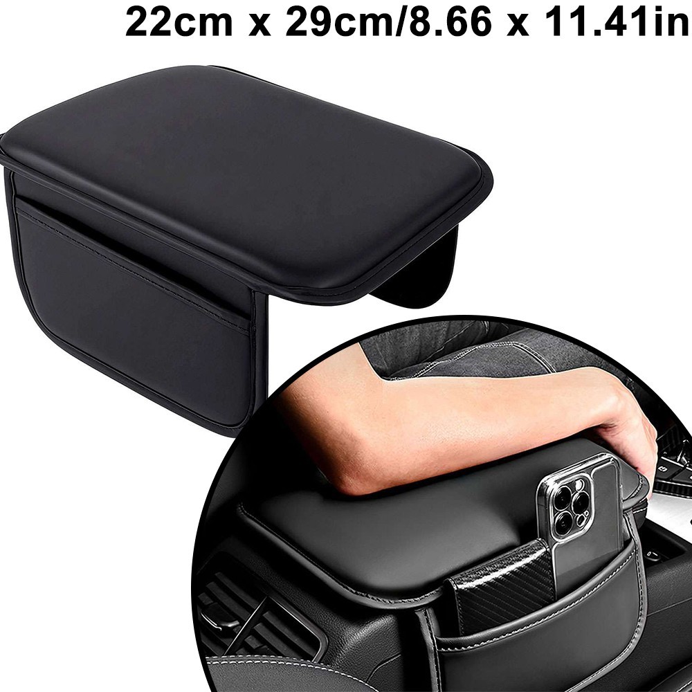 Car Armrest Cushion Cover Center Console Box Pad Mat with Two Pockets Protector