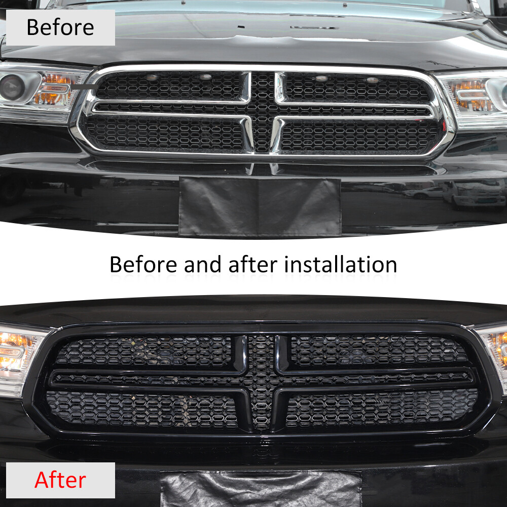4PCS Black Front Grill Mesh Grille Inserts Trim Cover for Dodge Durango 2011-20