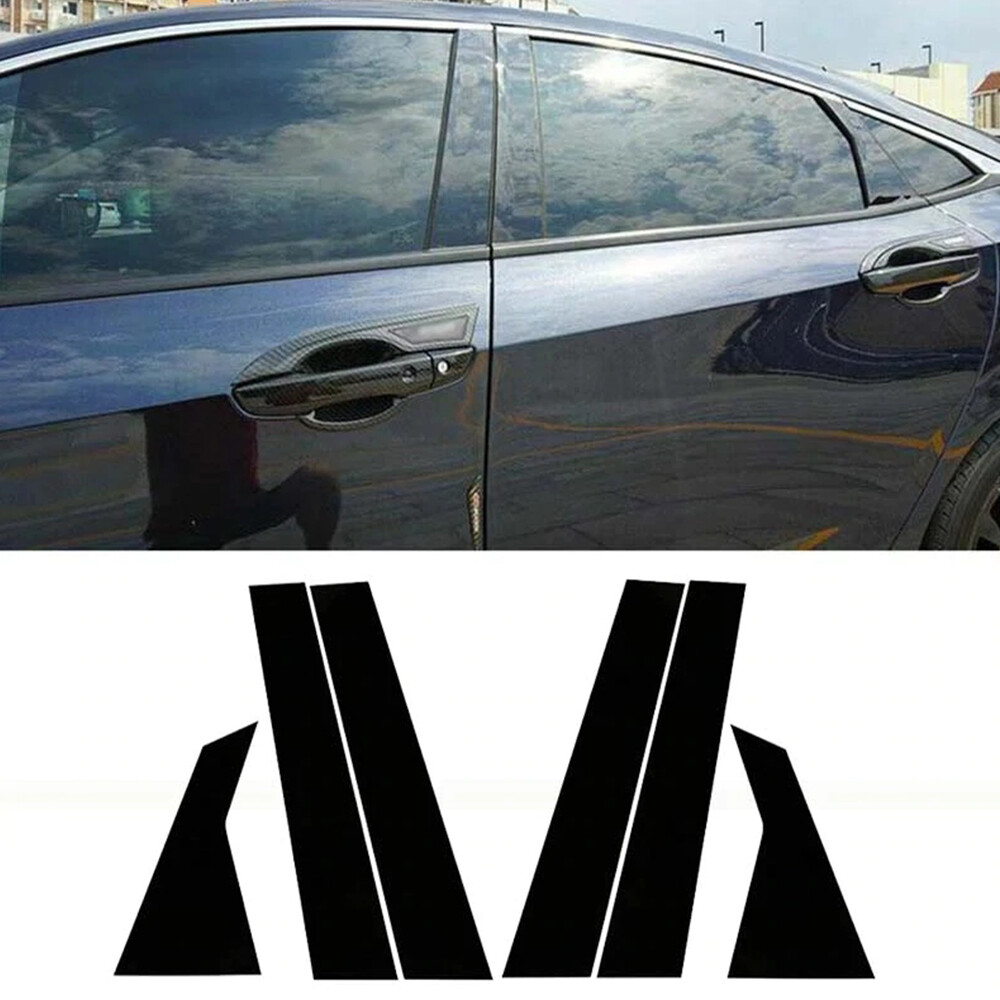 6PCS Door Black Car Window Pillar Post Cover Trim For 2016-2021 Honda Civic PC