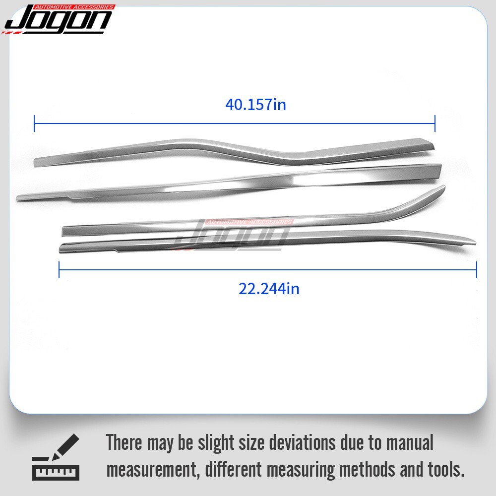 Chrome Side Window Sill Strip Covers 4-Door For Ford F-150 Raptor Lariat 2021-25