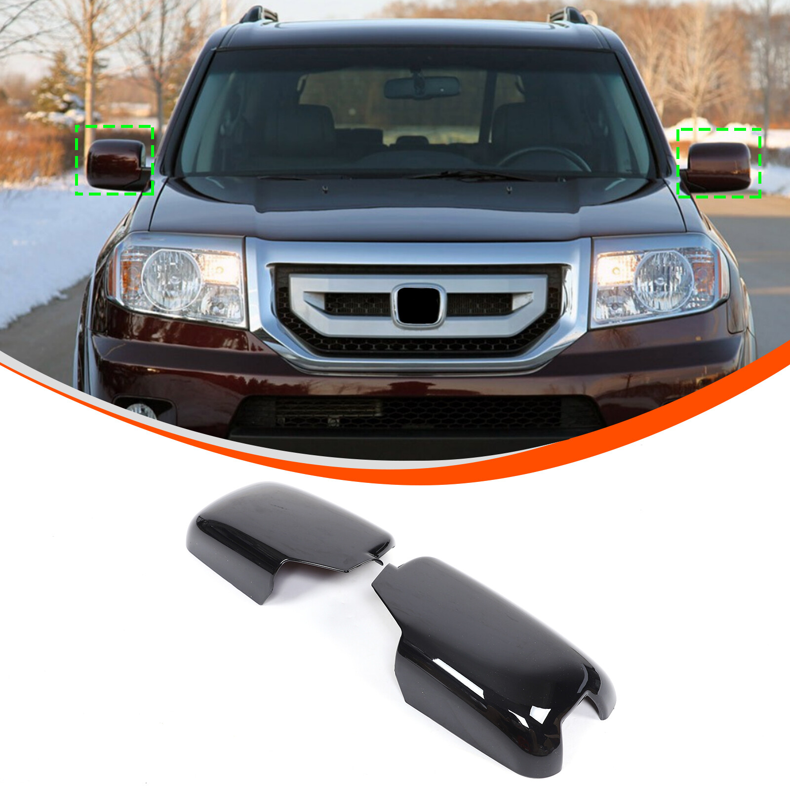 For Honda Pilot 2009-2015 Piano Black ABS Side Exterior Mirror Trim Cover