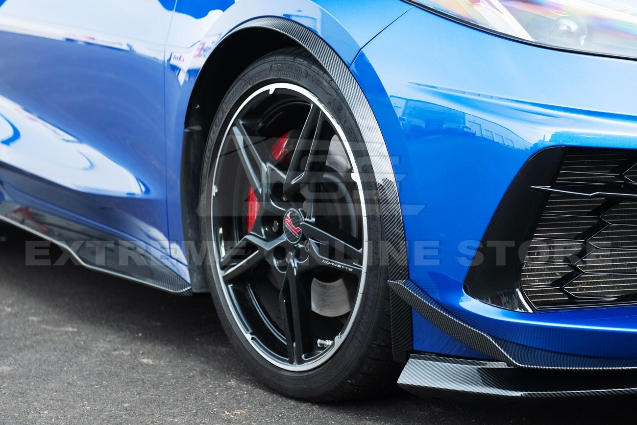 For 20-Up Corvette C8 Hydro-Dipped Carbon Fiber Front Rear Wheel Fender Mud Flap