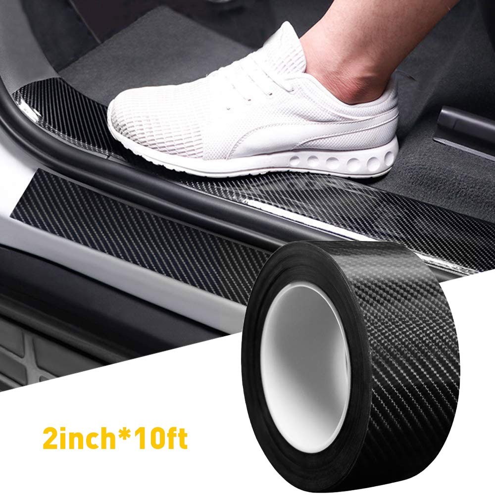 Carbon Antiscratch Car Fiber Door Protector Sill Cover Scuff 10FT Strip EAR