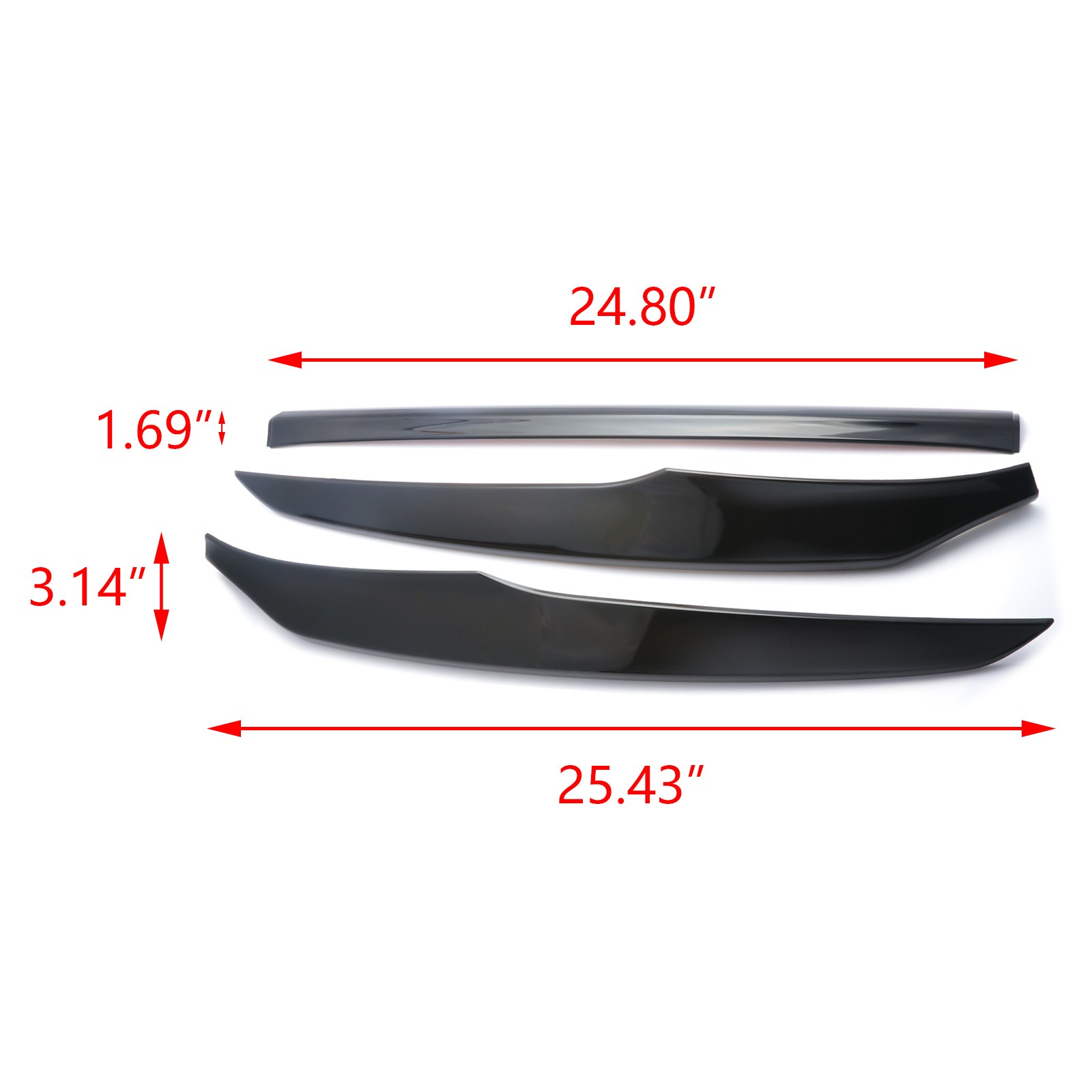 3pcs/Set Black Front Bumper Lip Chin Stripe Cover Trim for Honda Accord 2018-20