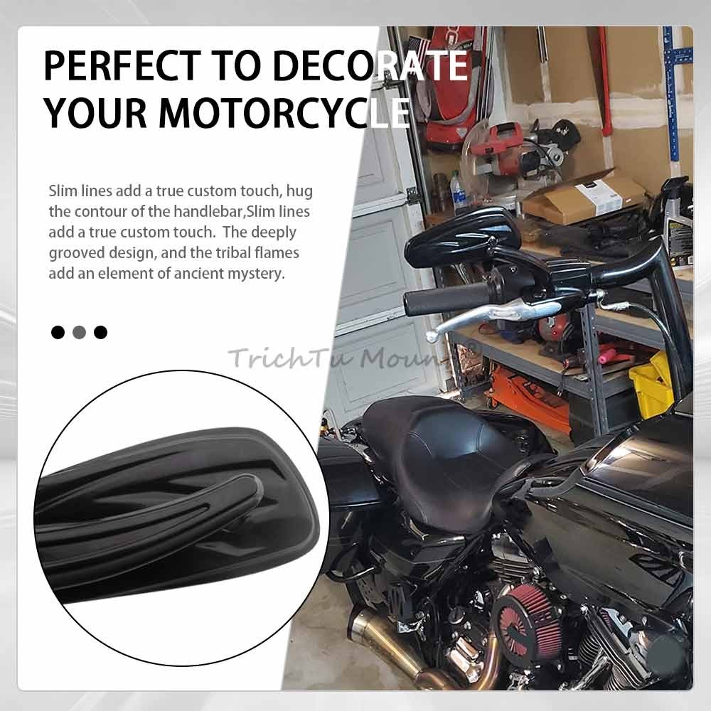 For Harley Davidson Softail Deluxe 8mm Motorcycle Rear View Mirrors Chrome/Black