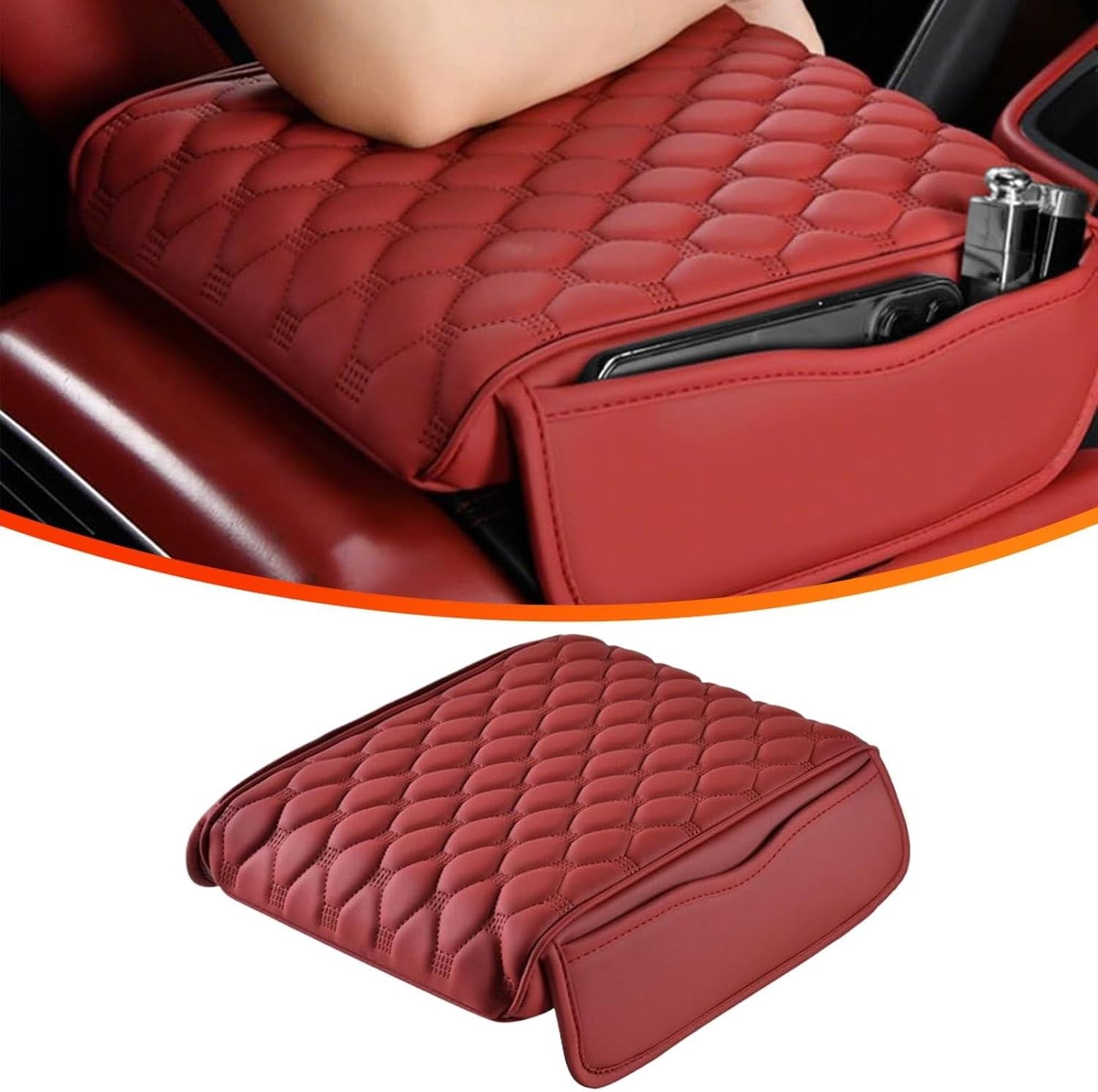 Seat Armrest Cushion Protector Storage Pad Leather For Car Interior Accessories