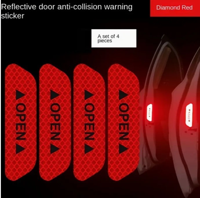 4x Safety Reflective Tape Open Sign Warning Mark Car Door Sticker Accessories US