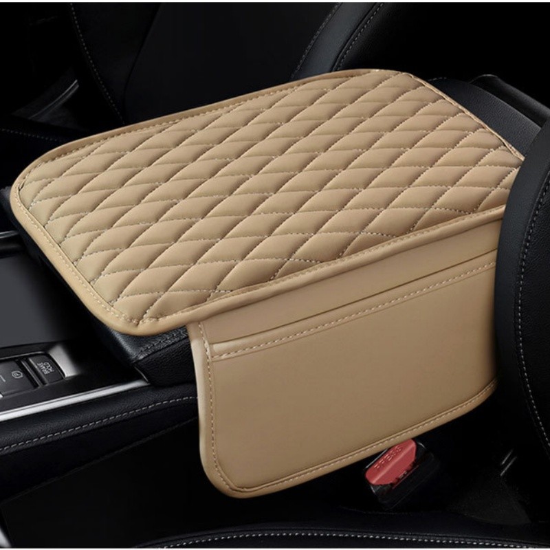 Car Center Console Cover with 2 Storage Bags Universal Auto Armrest Seat Box Pad