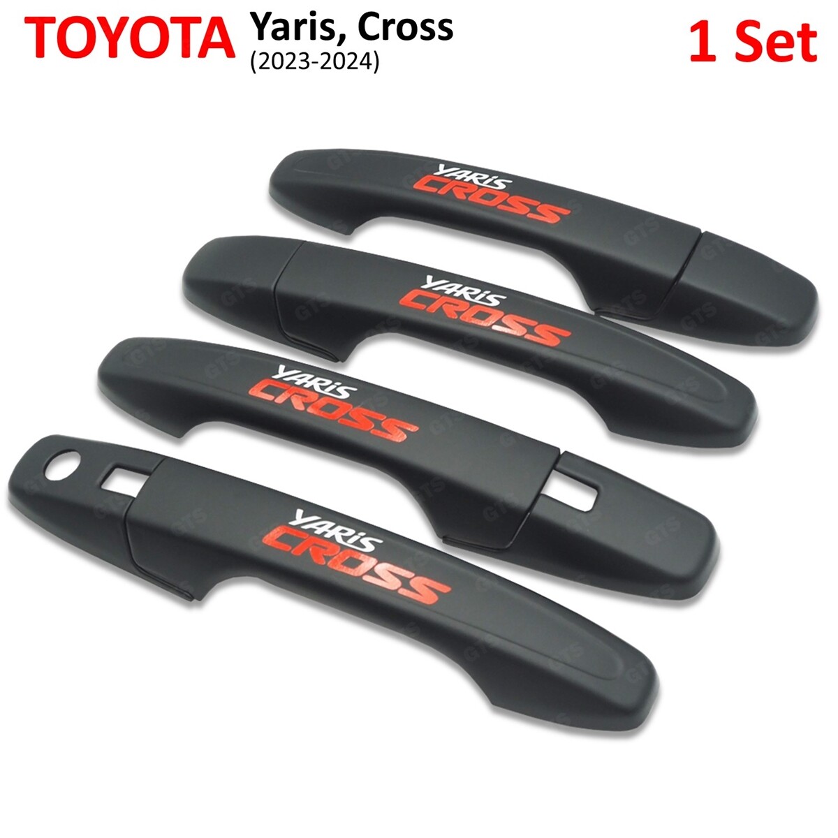 Matte Black Red Door Handle Hand Cover Trim Fits Toyota Yaris Cross 2023 – 24