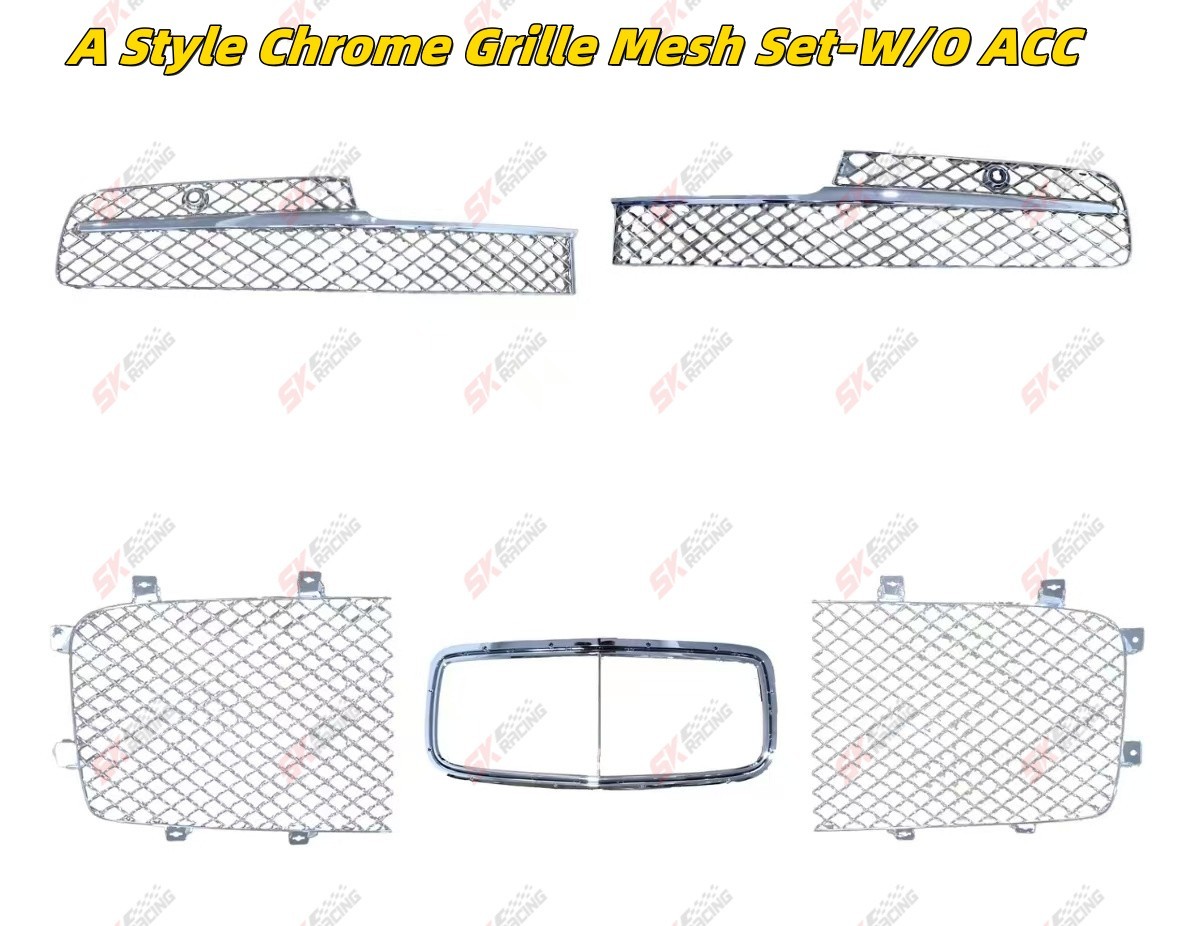 ABS Chrome/Black Front Bumper Grille Mesh Set Kits For Bentley Flying Spur 14-18