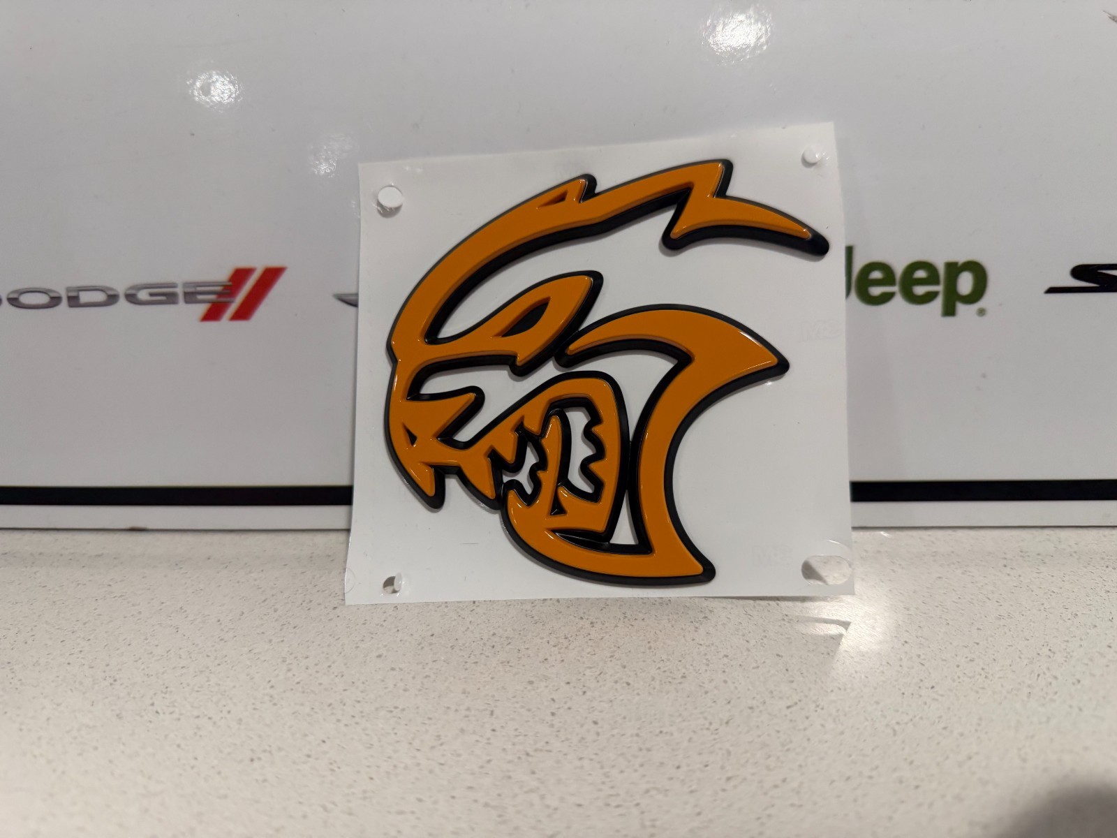 Dodge Durango Challenger Front Fender Hellcat Nameplate Emblem Orange Black Left