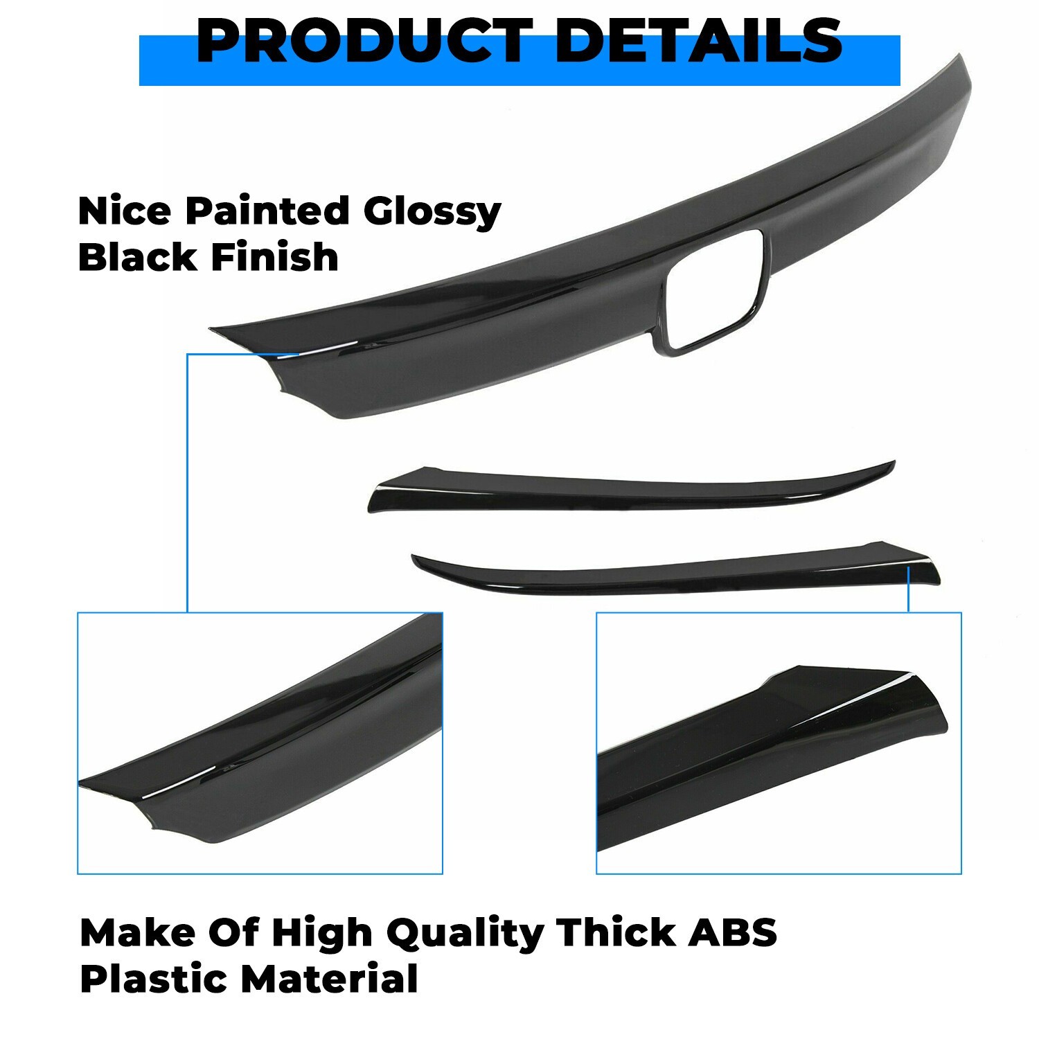 For Honda Accord Sedan 2018-2020 10th Gen Grille JDM Sport Style Glossy Black
