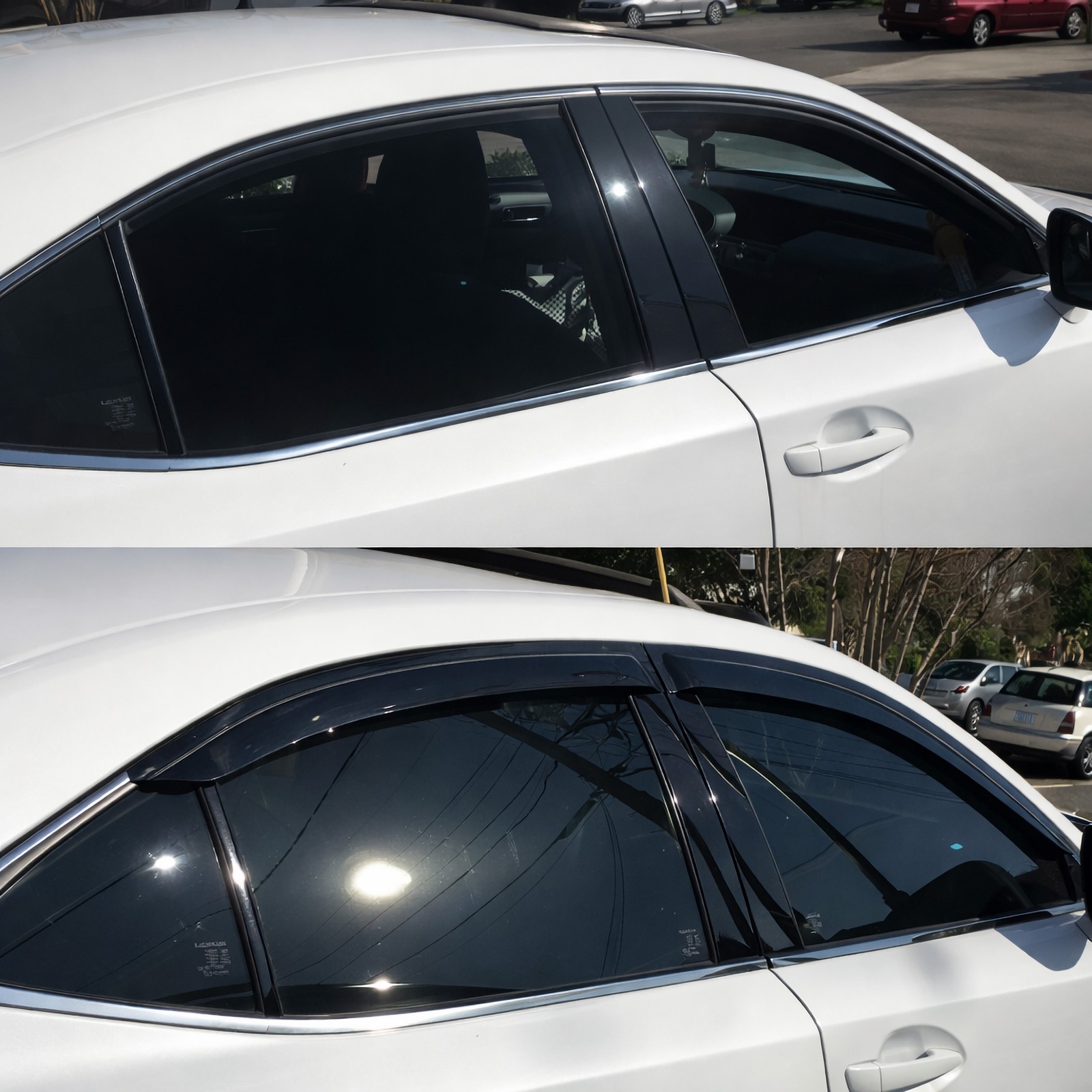 4pcs Rain Guard Vent Visor Sun shade Tape on For Kia Forte Sedan 2017-2018 Smoke