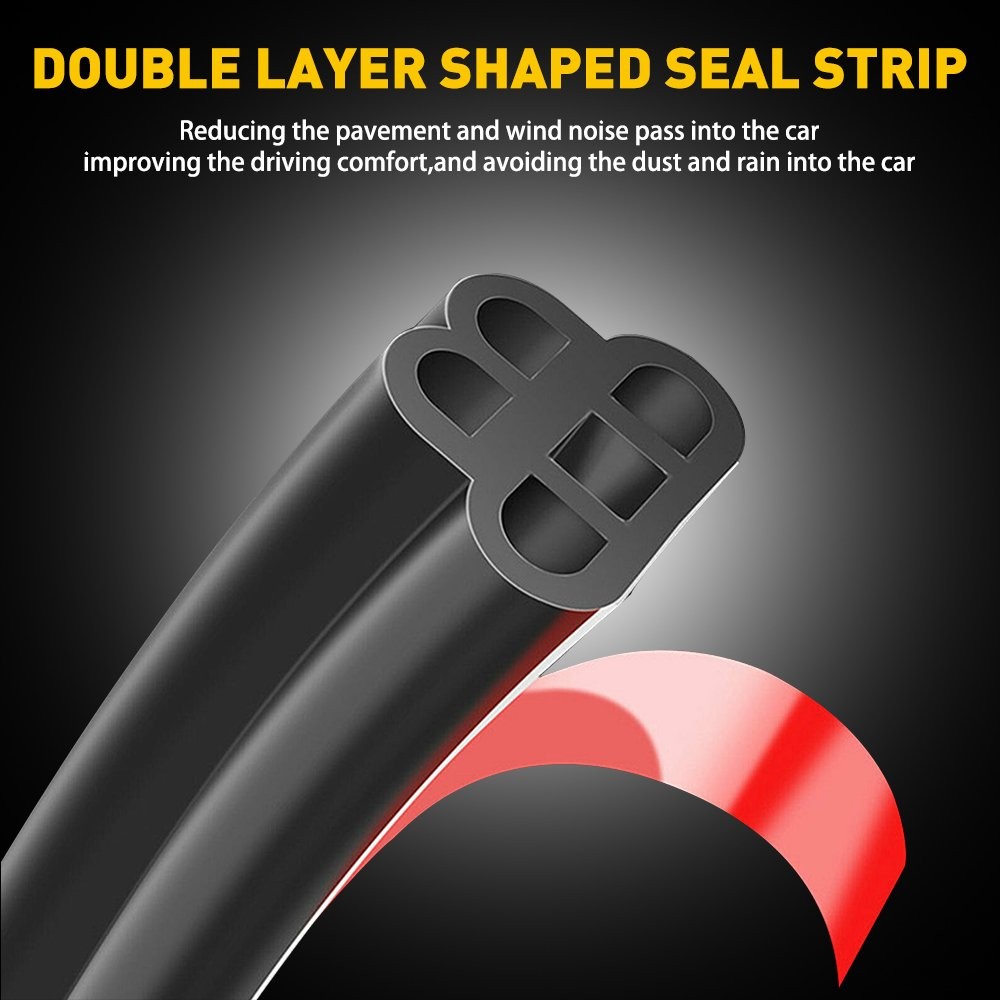5M L-Shape Rubber Weather Seal Hollow Universal Car Door Strip Weatherstrip EJJ