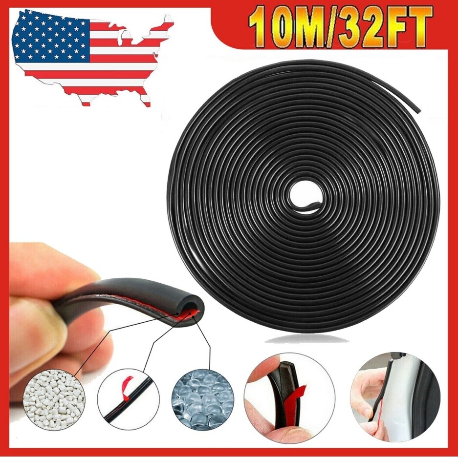 32ft U-Shape Car Door Edge Guard Molding Trim Rubber Edge Strip Seal Protector