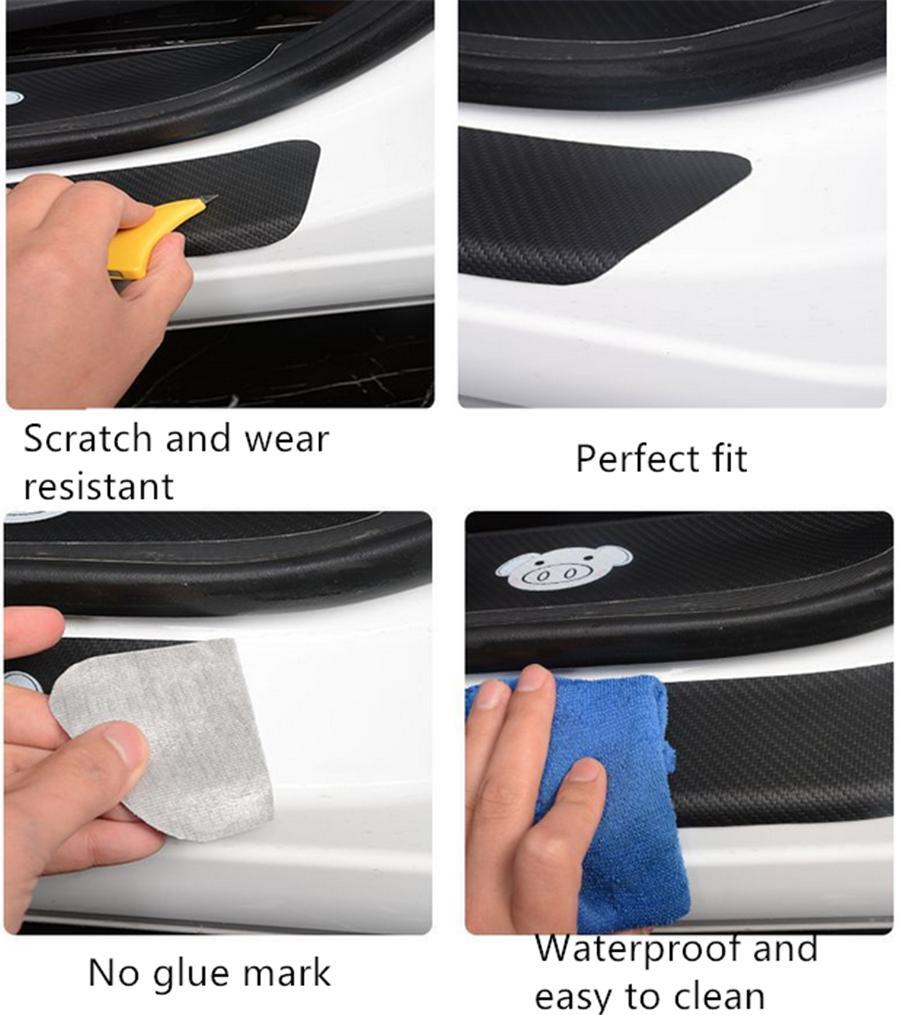 4PCS Rubber Car Door Scuff Sills Cover Panel Step Protector Sports Stickers 1set