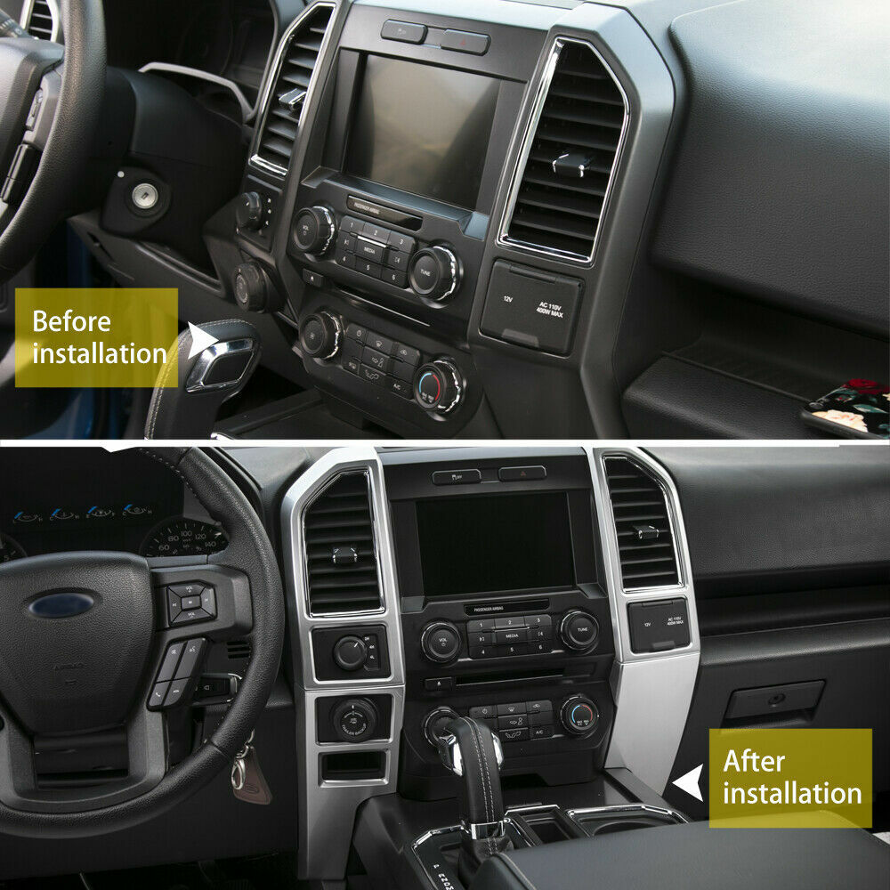 4pcs Dashboard Central Control Panel Cover Trim For Ford F-150 2015-2020 Silver