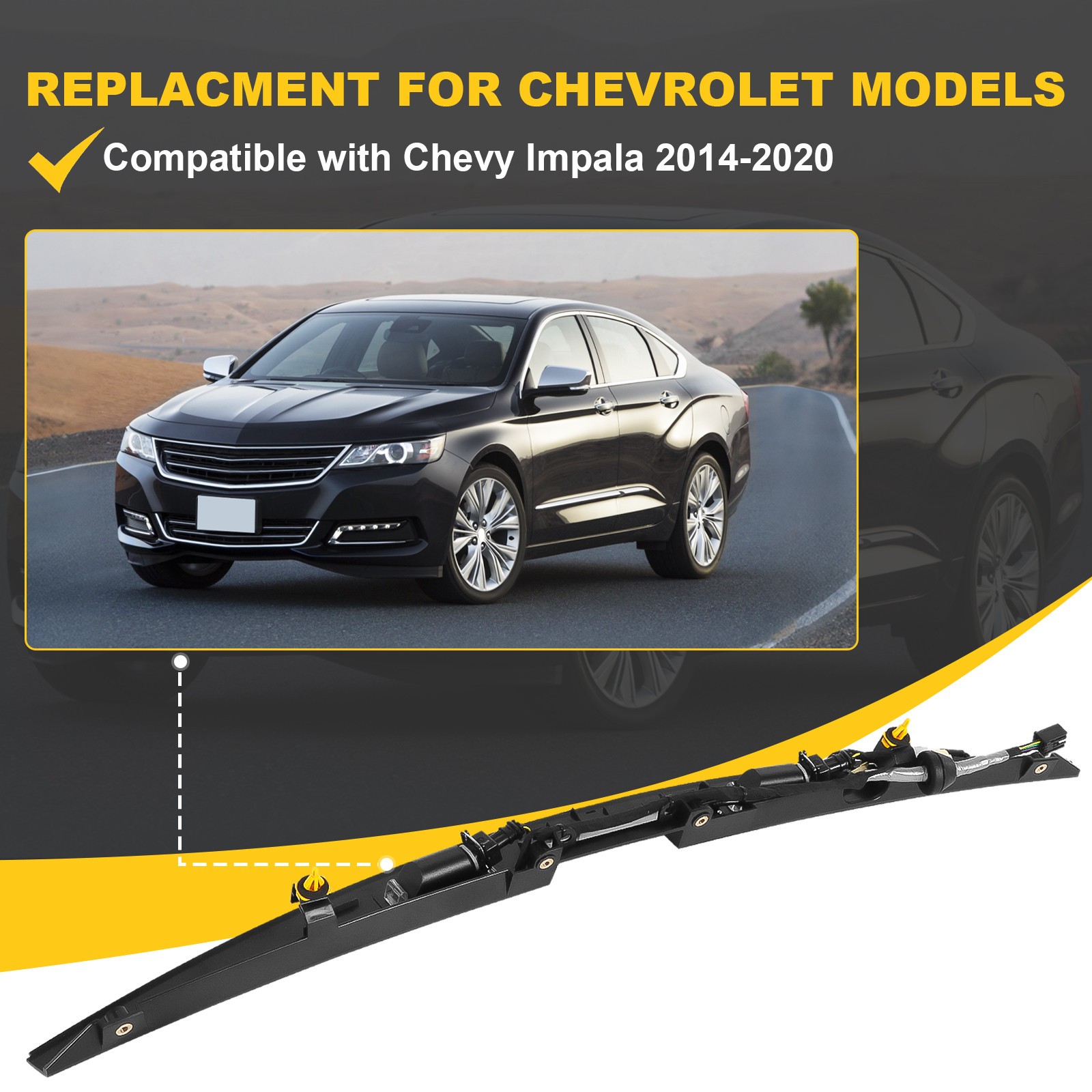 For 14-20 Chevy Impala Rear Trunk Lamp Carrier Trim License Frame Light W/Camera