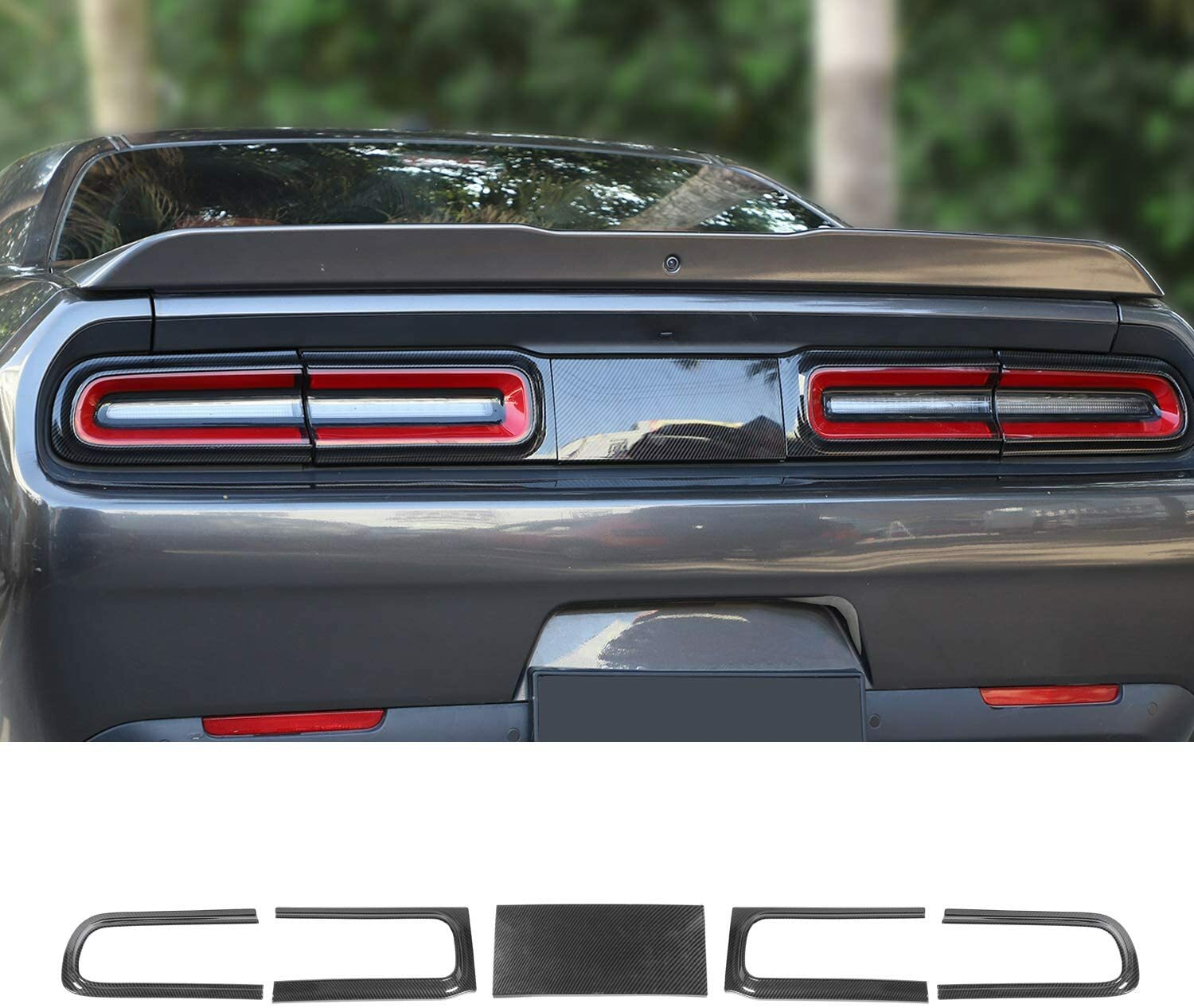 5x Carbon Fiber Rear Taillight Cover Trim Accessories for Dodge Challenger 2015+