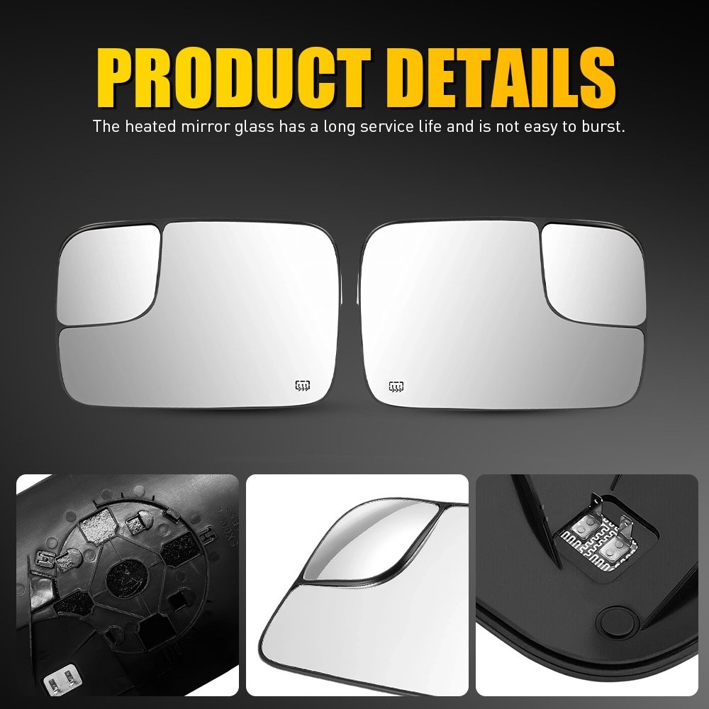 Mirror Glass fits 05-09 Dodge Ram Pickup Driver or Passenger Side Glass w/ Base
