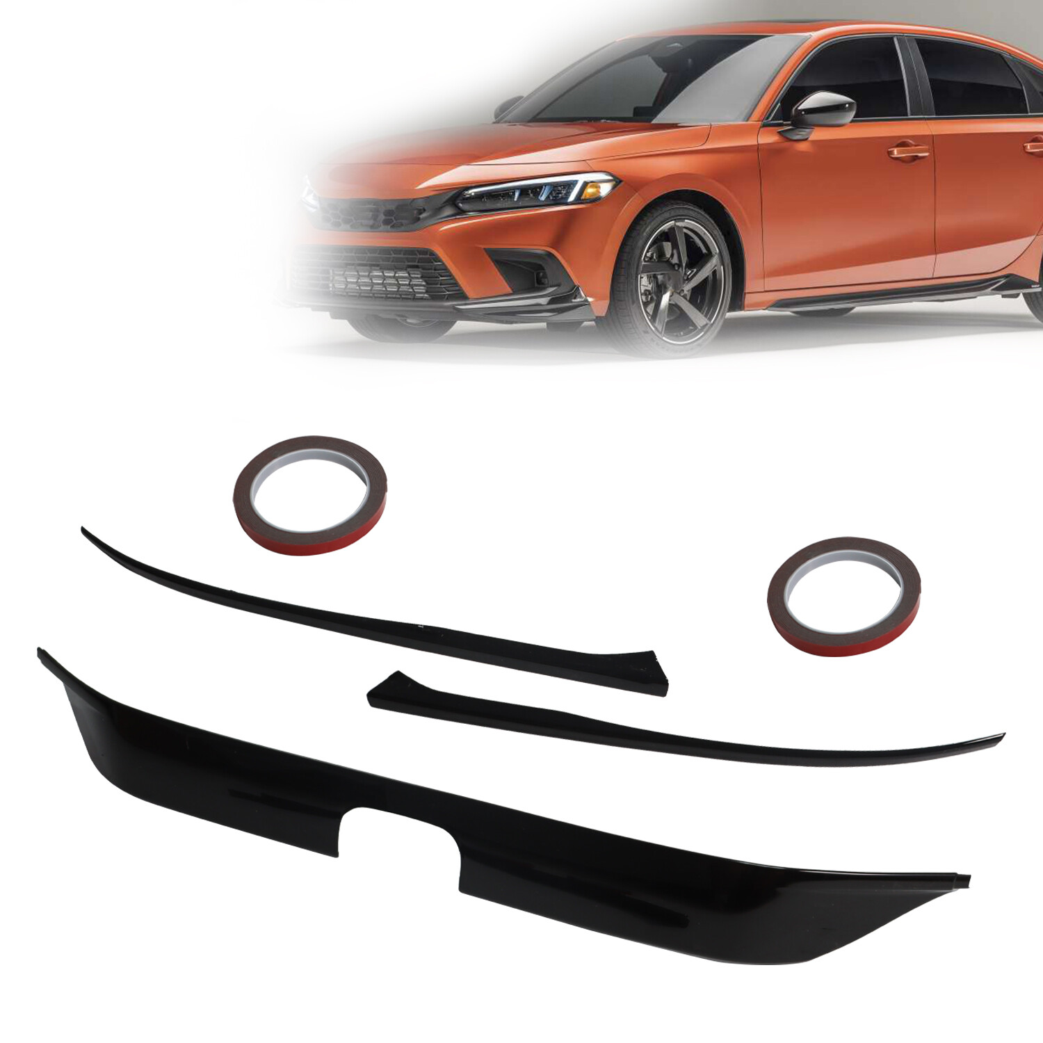 For 2022 2023 2024 Honda Civic Gloss Black Front Bumper Grill Trim Cover Garnish