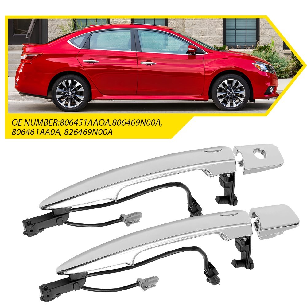 2X Exterior Door Handle Front Left Right Side Chrome for 2013-2018 Nissan Sentra