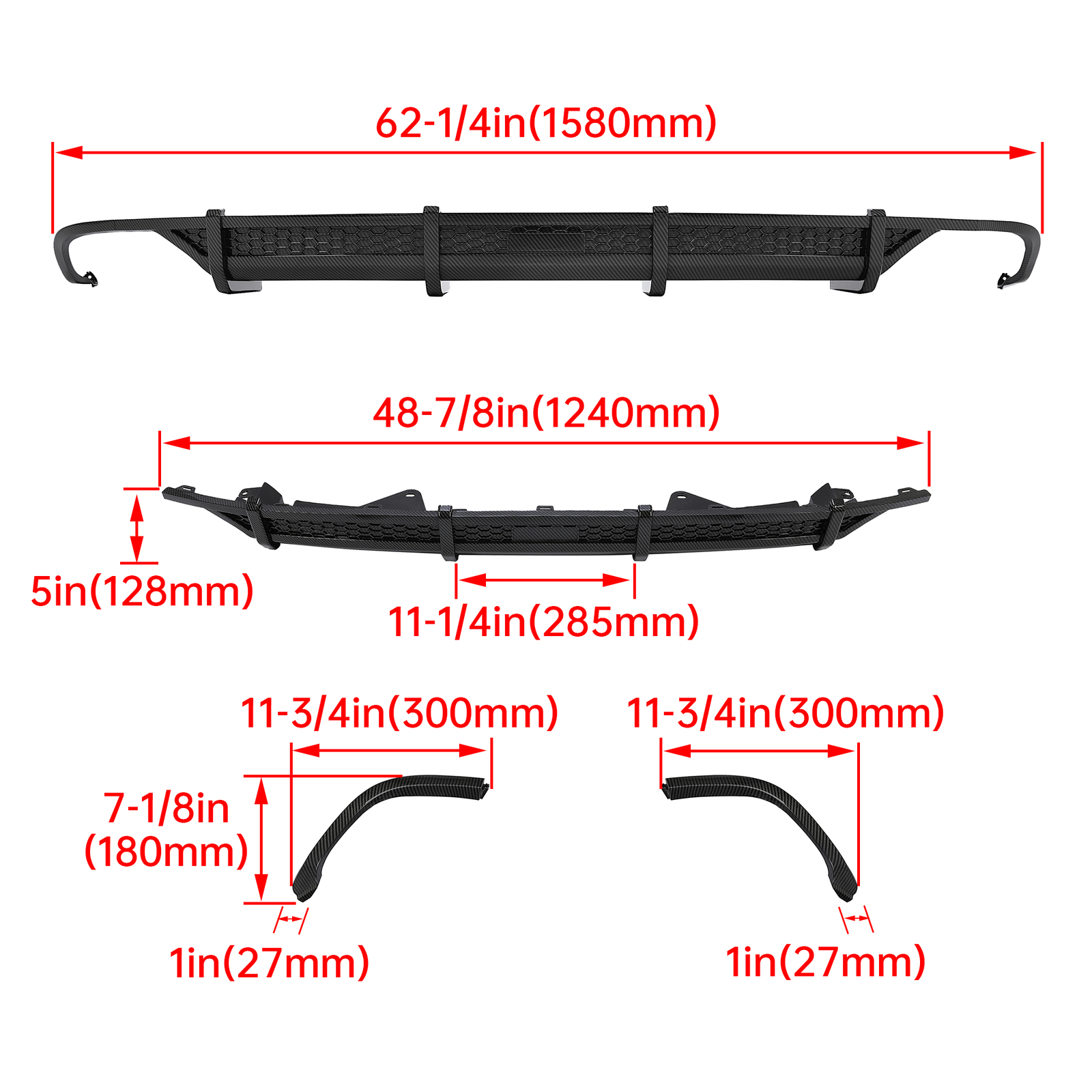Carbon Fiber Painted For Honda Accord 18-21 20 Rear Bumper Diffuser Lip V1 Style