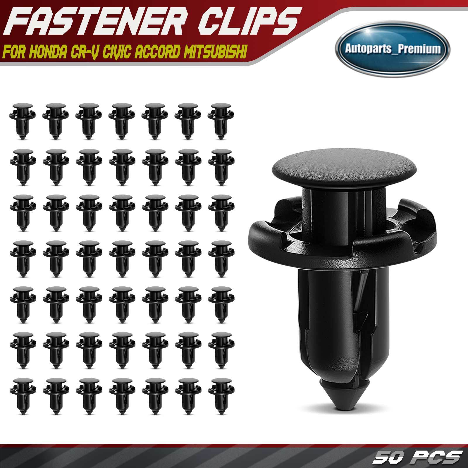 50Pcs 9mm Nylon Fender & Bumper Retainer Clips Push-Type for Honda Mitsubishi