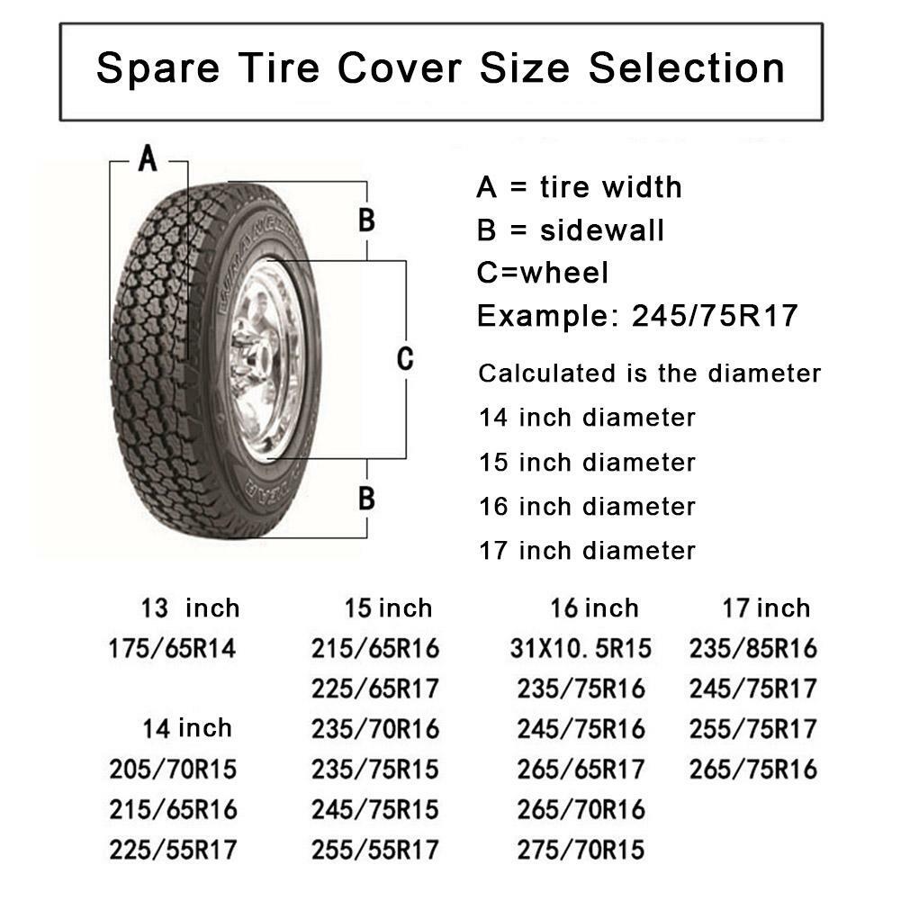 17in Black Leather Spare Tire Tyre Wheel Cover Protector For Trailer RV Camper