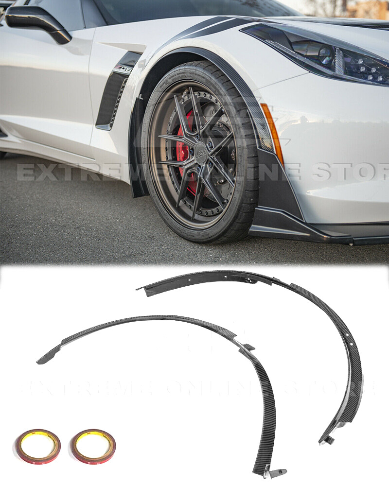 Front Wheel Trim Fender Flares For 14-19 Corvette C7 Hydro-Dipped Carbon Fiber