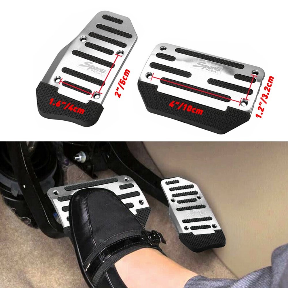 USA 2X Gas Brake Foot Pedal Pad Non-Slip Automatic Cover Car Accessories Silver